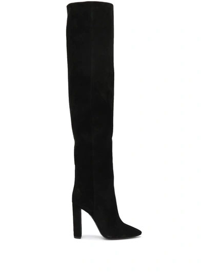 Saint Laurent 76 Suede Over-the-knee Boots In Black