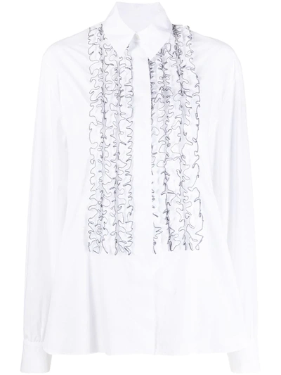 Alexandre Vauthier Ruffled Cotton-poplin Shirt In White