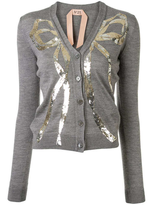 grey sequin cardigan