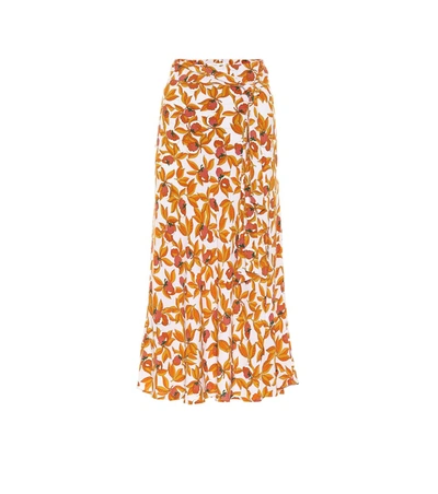 Diane Von Furstenberg Lois Crêpe Midi Skirt In Orange