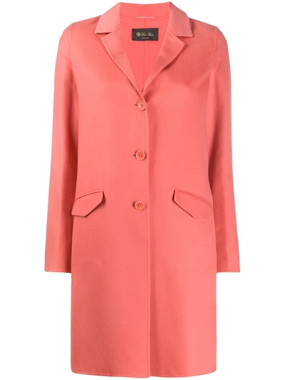 Loro Piana Single Breasted Mid-length Coat In Pink