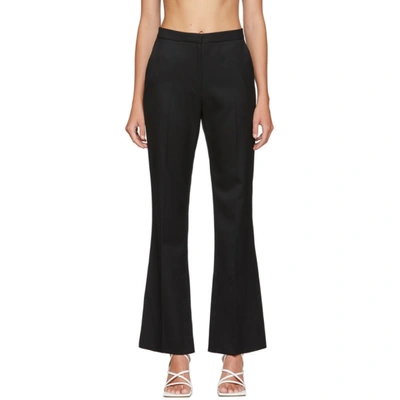 Lvir Summer Ankle Slit Flared Trousers In Black