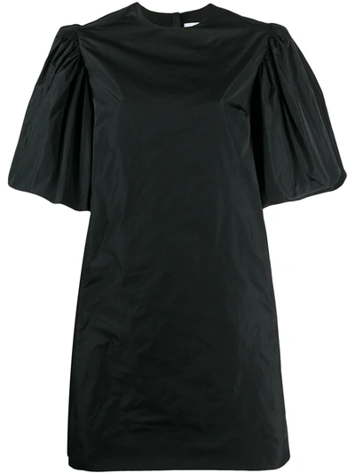 Msgm Puff Sleeved Taffeta Dress In Black