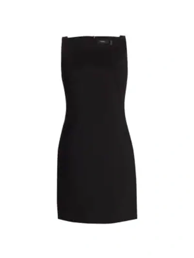 Theory Women's Squareneck Linen Blend Mini Dress In Black
