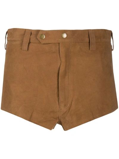 Mes Demoiselles Chilli Mid-rise Suede Shorts In Brown
