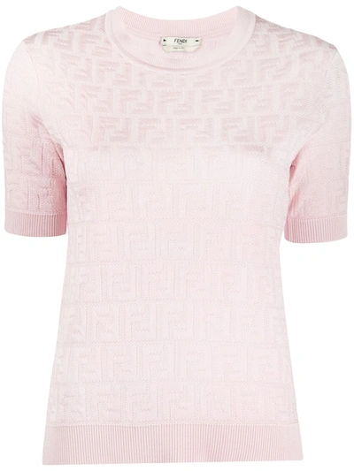 Fendi Ff Motif Knitted Top In Pink