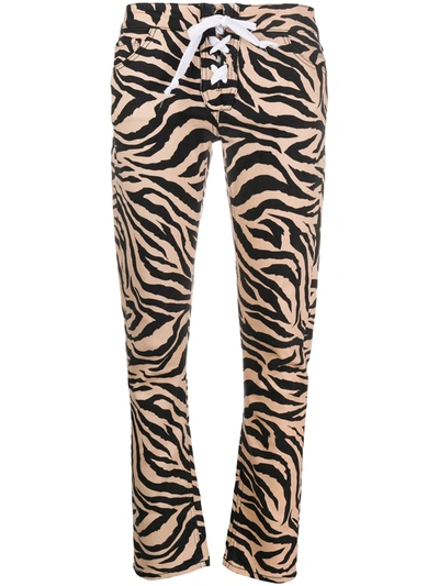 Laneus Tigre Print Skinny Trousers In Neutrals