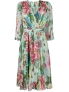 Dolce & Gabbana Floral Print Wrap Dress In Blue