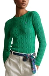 Polo Ralph Lauren Green Cable Knit Cotton Sweater In Preppy Green