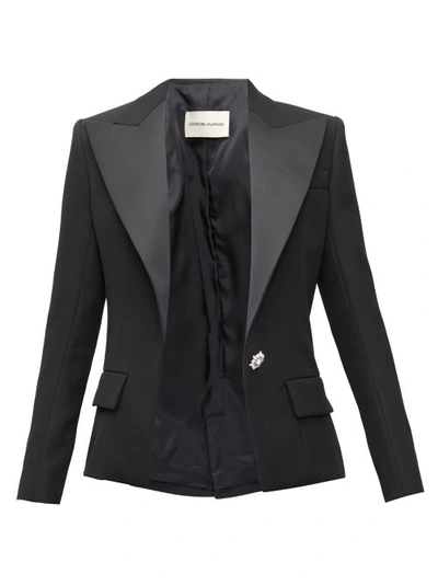 Alexandre Vauthier Crystal-button Grain-de-poudre Wool Jacket In Black