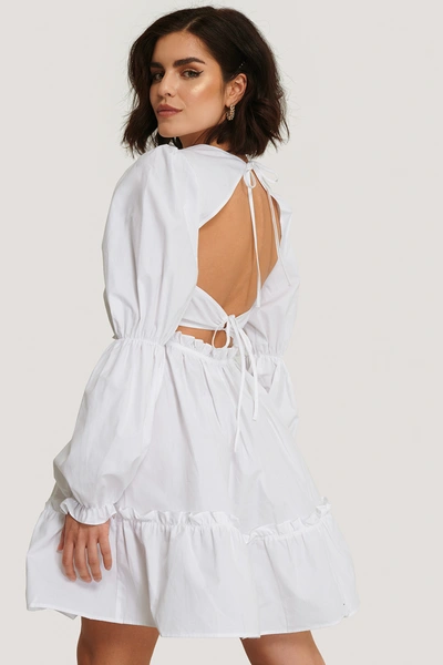 Na-kd Back Detail Cotton Dress - White