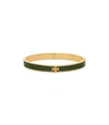 Tory Burch Kira Enameled Slim Bracelet In Tory Gold / Pine Tree