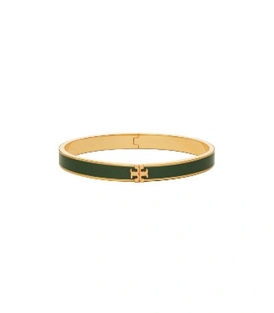 Tory Burch Kira Enameled Slim Bracelet In Tory Gold / Pine Tree