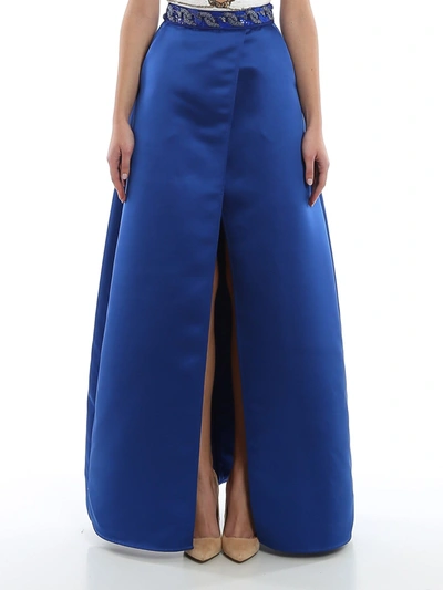 Elisabetta Franchi Maxi Vent Duchesse Skirt In Blue
