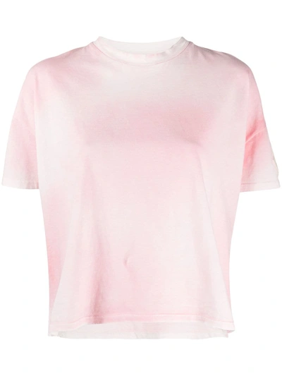 Moncler Cropped Tie-dye T-shirt, Size Medium In Pink
