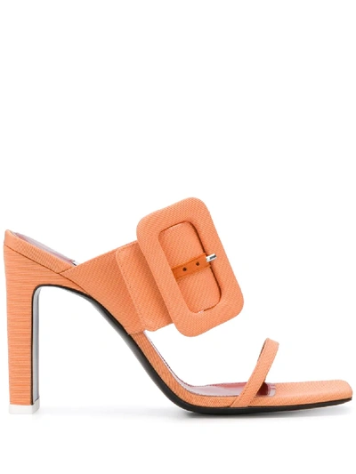 Attico Buckle Sandals In Salmon Pink In Orange