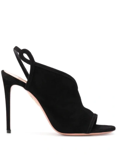 Aquazzura Very Serpentine Asymmetric Sandals In Black