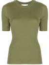 3.1 Phillip Lim Picôt-stitch Ribbed T-shirt In Olive
