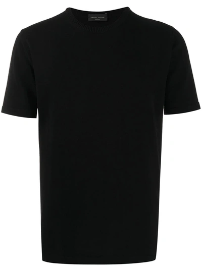 Roberto Collina Cotton Crew Neck T-shirt In Black