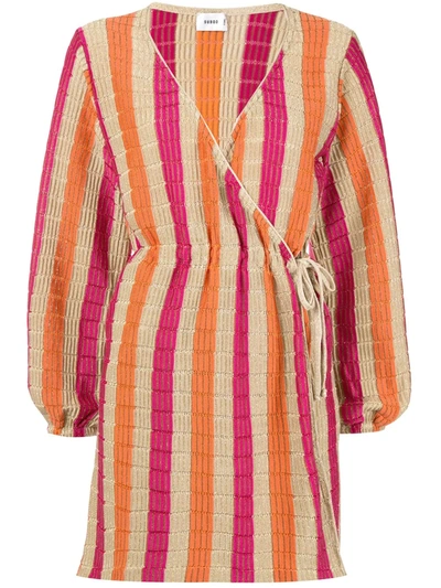 Suboo Knit Wrap Mini Dress In Orange
