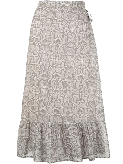 Suboo Snakeprint Wrap Skirt In Neutrals