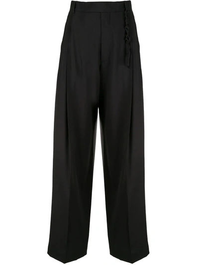 Rochas Wide-leg High-waisted Trousers In Blue