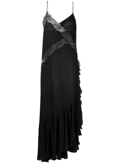 Faith Connexion Asymmetric Lace-trim Dress In Black