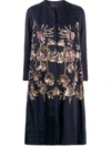 Biyan Embroidered Single-breasted Coat In Blue