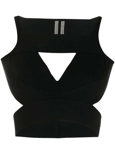 Rick Owens Cut Out Crop Top In Nero