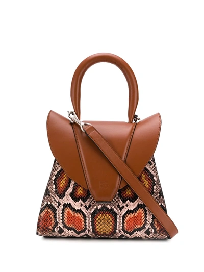 Elena Ghisellini Snakeskin Shoulder Bag In Brown