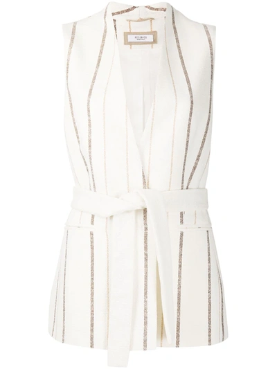 Peserico Striped Belted Waistcoat In Neutrals