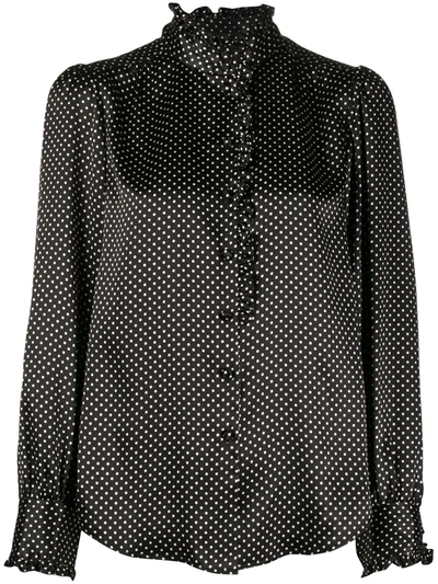 Marc Jacobs Polka Dot Print Silk Blouse In Black
