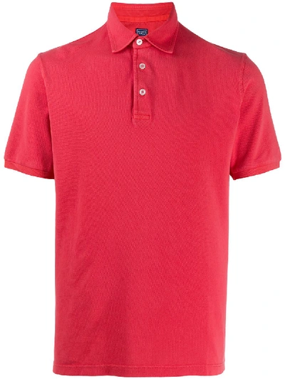 Fedeli Plain Polo Shirt In Red