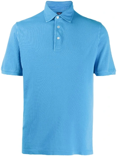 Fedeli Plain Polo Shirt In Blue