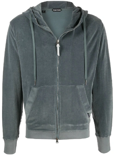 Tom Ford Relaxed-fit Zip-up Hoodie In 蓝色