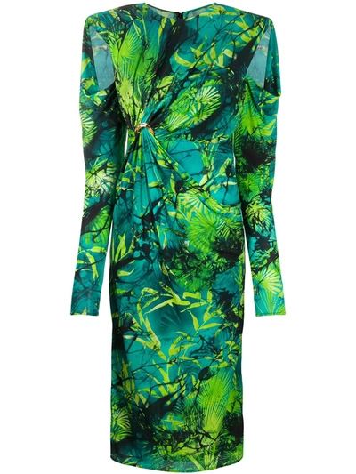 green jungle print dress Dolce & Gabbana Jungle Print Silk-Blend Midi Dress main image 0