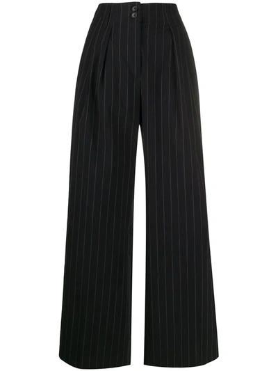 Paul Smith Pinstriped Wide-leg Trousers In Black