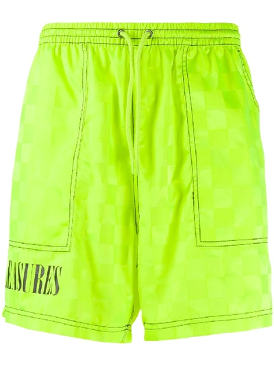 Pleasures Side Logo Shorts In Green