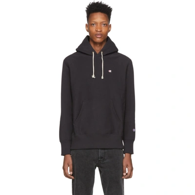 Champion Logo Embroidered Cotton Hoodie In Black