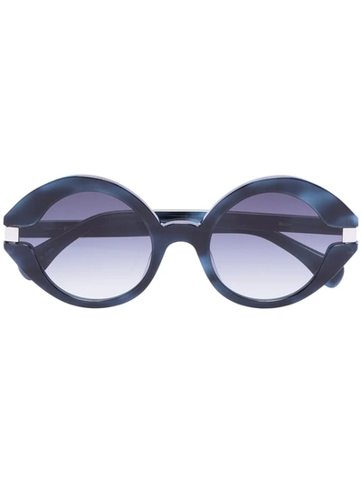 Kaleos Blue Moran Round Sunglasses In Black