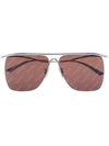 Balenciaga Silver Tone Logo Lens Sunglasses In Brown