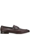 Ermenegildo Zegna Slim Almond-toe Loafers In Brown