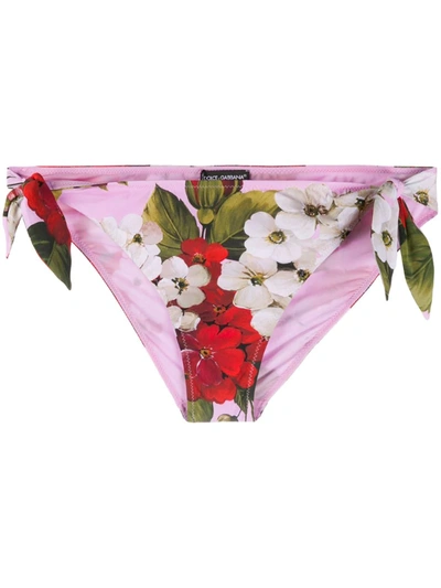 Dolce & Gabbana Tropical Rose Bikini Bottoms In Pink