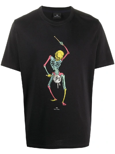 Ps By Paul Smith Drumming Skeleton T-shirt In Black