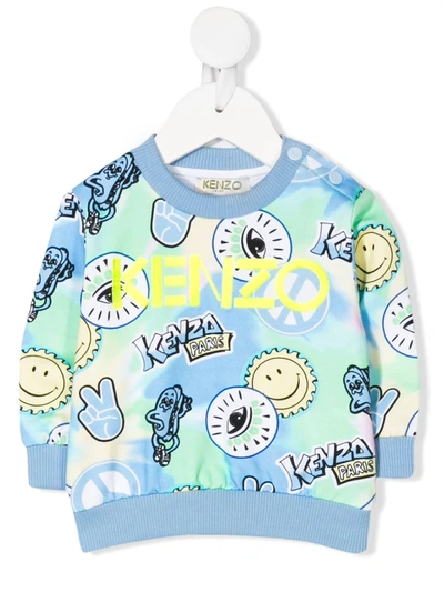 Kenzo Babies' Logo Print Sweatshirt In Blue