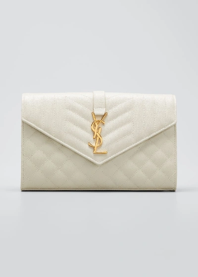 Saint Laurent Ysl Mock-croc Camera Bag In White
