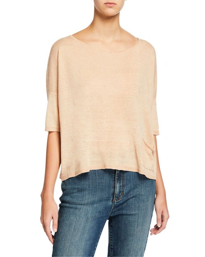 Eileen Fisher Lightweight Organic Linen Sweater In Dune