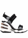 Ash Cosmos Chunky-heel Sporty Sandals In Black Silver