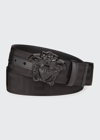 Versace First Line La Medusa La Greca Web Belt In Black