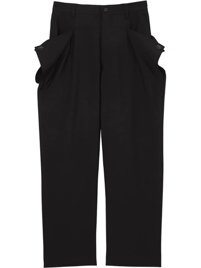 Burberry Press-stud Detail Mohair Wool Tailored Trousers In Black